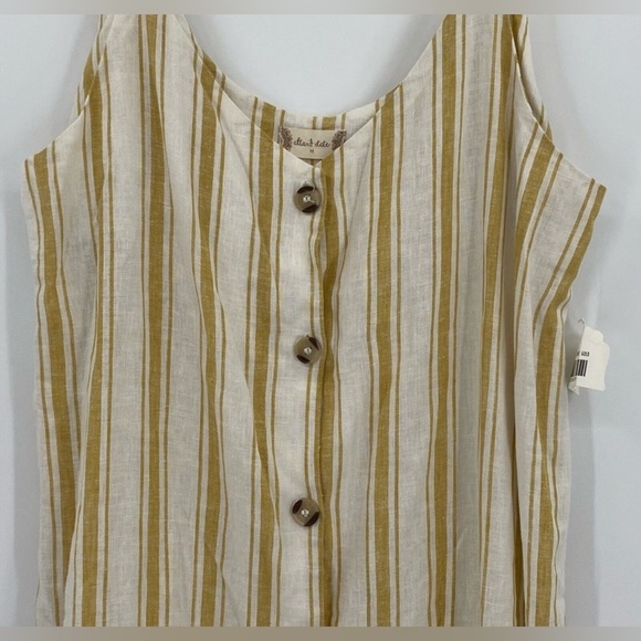 Altar'd State Linen Yellow Striped Button Front Sundress - M - Picture 3 of 10